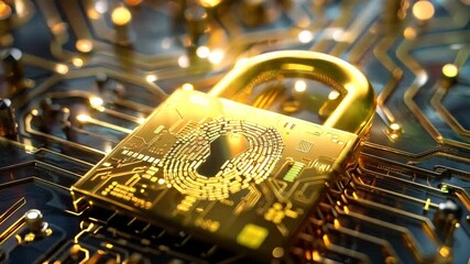 Poster - Golden Bitcoin Encryption, Technology Cyber Security Theme