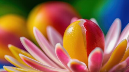 Sticker - A close up of a flower with yellow and red petals, AI