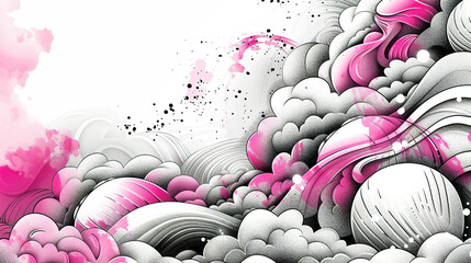 Pink and White Smoke Abstract Art.