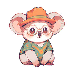 Sticker - A cartoon koala wearing a hat and glasses