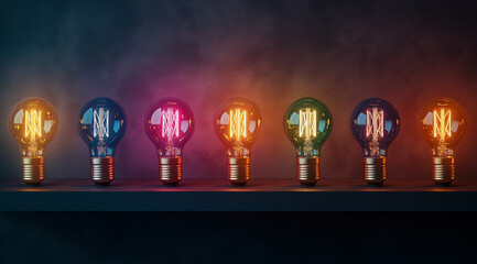 Luminous Light Bulbs: Colored Filaments in a Stunning Array