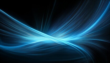 Wall Mural - Abstract blue on black background texture. Dynamic curves ands blurs pattern. Detailed fractal graphics. Science and technology concept.