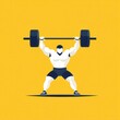 © earthstudiotomo - A strong man lifting a barbell against a vibrant yellow background, showcasing power and fitness in a minimalist style.