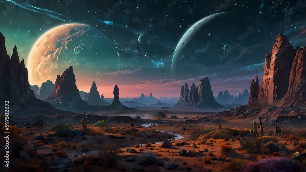 Alien Planet Landscape with Otherworldly Terrain and Exotic Flora – A ...