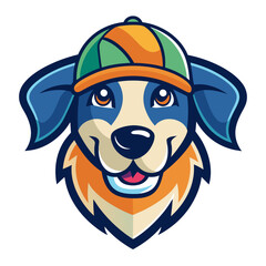 Sticker - Trendy Dog Head Logo with Colorful Hat - Creative Mascot Design