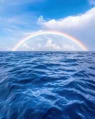 Sticker - Vibrant rainbow over serene ocean