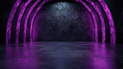 Poster - Futuristic purple neon arch backdrop