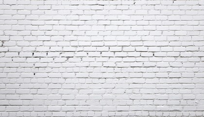 Poster - white painted old brick wall panoramic background