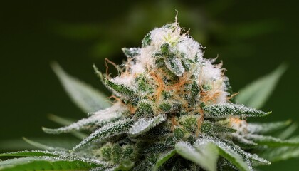 Poster - close up of trichomes on top cola of a cannabis plant