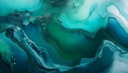 Wall Mural - abstract art teal blue green gradient paint background with liquid fluid grunge texture