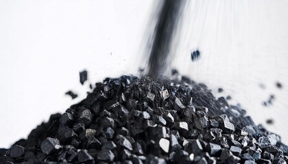 Sticker - black opper slag crystals being poured close up black sand pouring in slow motion