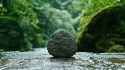 Canvas Print - Serene rock in lush forest