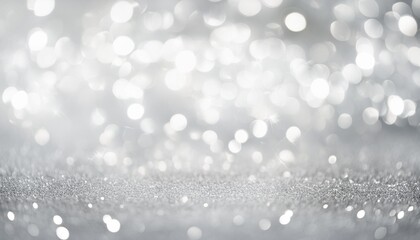 Wall Mural - silver white glittering christmas lights festive abstract glitter bokeh background