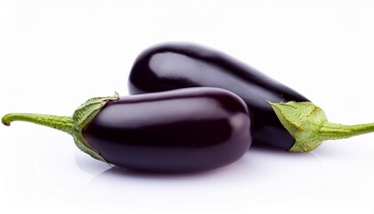 two ripe eggplants vegetable isolated on white background