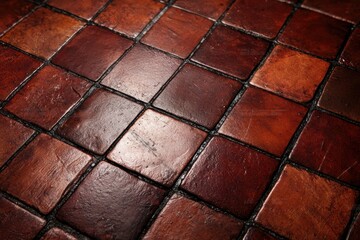 Wall Mural - Rustic terracotta tile floor pattern