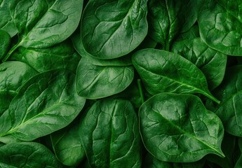 Poster - Close-up of fresh green spinach leaves