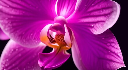 Poster - Blooming pink Orchid Phalaenopsis Flower on Black Background Time Lapse 4k animation