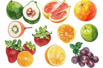 Vibrant Harvest. Fresh fruits and vegetables high detailed drawing