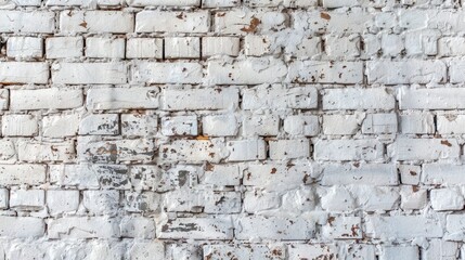 Wall Mural - Aged white brick wall background with texture