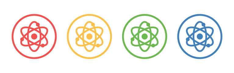 Vector Atom Icons In Multiple Color