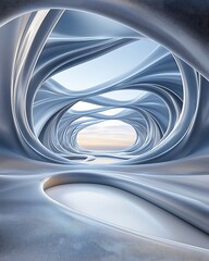 Wall Mural - Alien-like surreal shapes in a futuristic setting, crafted with precision by a seasoned professional, ideal for imaginative and creative designs, copy space for text, more clarity with clear light