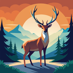 Wall Mural - deer in the forest