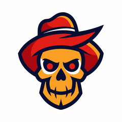 Wall Mural - Colorful Skull Head Mascot Logo with Hat: Modern & Vintage Designs