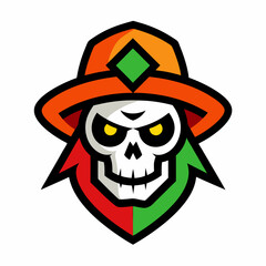 Canvas Print - Colorful Skull Head Mascot Logo with Hat: Modern & Vintage Designs