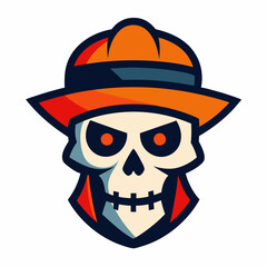 Canvas Print - Colorful Skull Head Mascot Logo with Hat: Modern & Vintage Designs