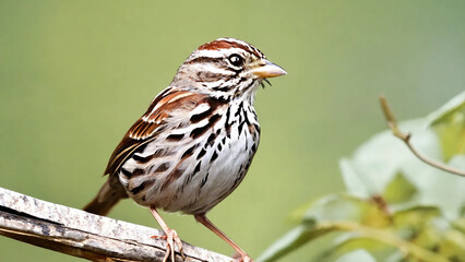 Wall Mural - A close up of a song sparrow, widescreen 16:9, 300 dpi, with space for text