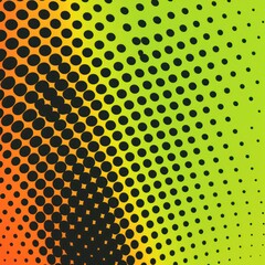 Poster - halftone dots fluorescent wavy pattern illustration background