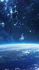 Wall Mural - Background of earth from space with a blue sky and stars.
