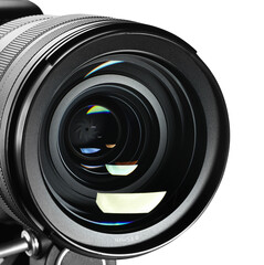 Sticker - Modern camera lens isolated on white. Photographer's equipment