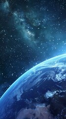 Wall Mural - Background of earth from space with a blue sky and stars.