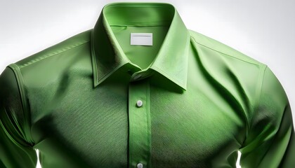 fresh green dress shirt with textured fabric and rolled-up sleeves on a clean white background, ideal for corporate fashion, business wear, and modern style