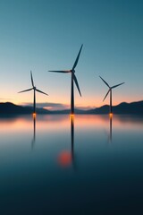 Wall Mural - conceptual design of a wind farm with futuristic minimalistic aesthetics