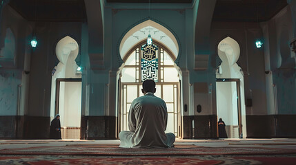 Canvas Print - A man praying in a mosque