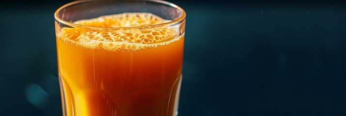 Wall Mural -  A glass of fresh carrot juice with a vibrant orange color 