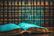 © Vina - law book transforming into a digital screen, binary code streaming from it, law, evolution of legal literature