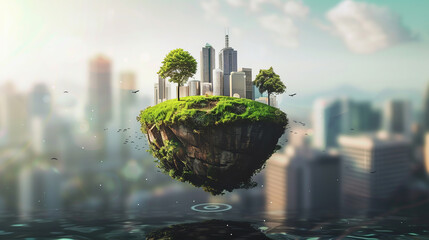 Wall Mural - Floating Cityscape: A Sustainable Vision