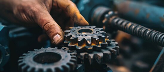 Sticker - Closeup of Hand Holding Gears