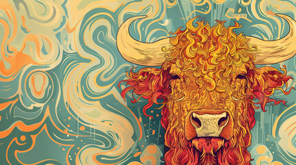 Sticker - Fiery Bull Portrait