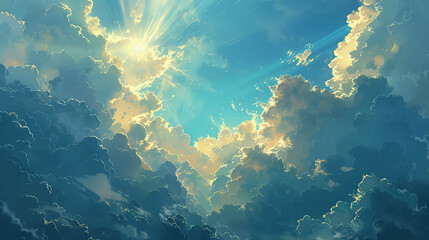 Wall Mural - Golden Sky Through The Clouds