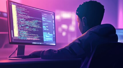 Young Programmer Working on Code