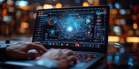 Wall Mural - Futuristic Laptop Interface