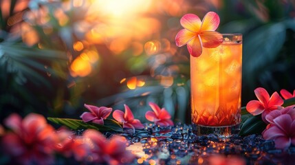 Canvas Print - Tropical Cocktail at Sunset