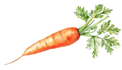 Sticker - Watercolor Carrot with Green Leaves