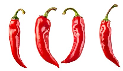 Wall Mural - Red Chili Peppers Isolated on White Background