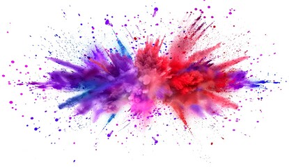 Sticker - Abstract Colorful Explosion of Powder Paint on White Background