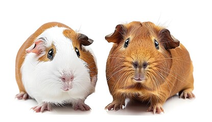 Two cute guinea pigs looking at the camera